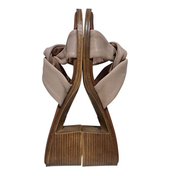 Mila Paoli Knotted Leather Slip On Open Toe Sandal Block Heel Size 9 Rose Pink - Picture 3 of 14